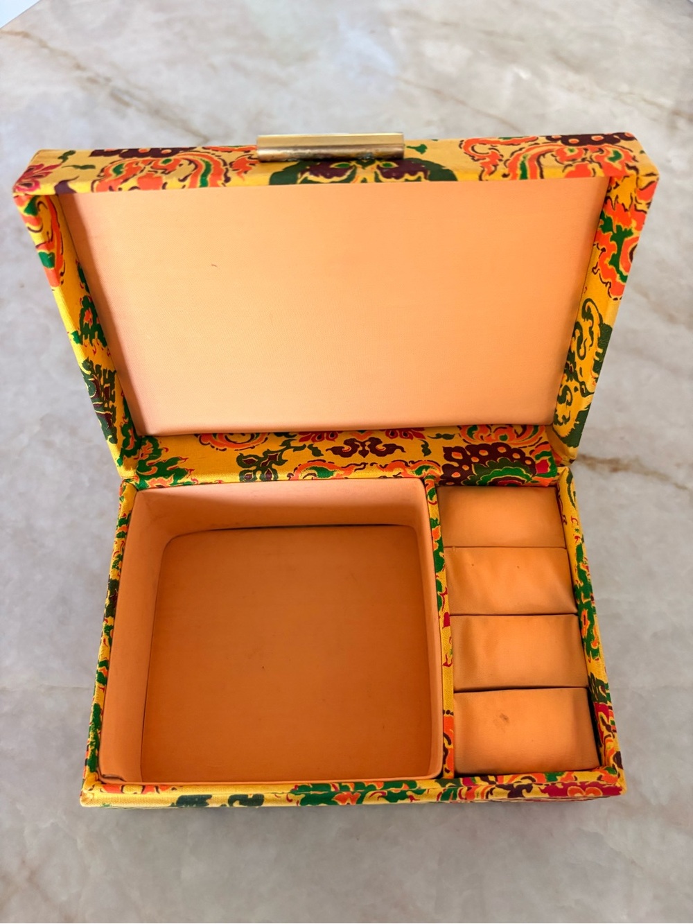 Vintage Hong Kong Patterned Jewelry Organizer Box